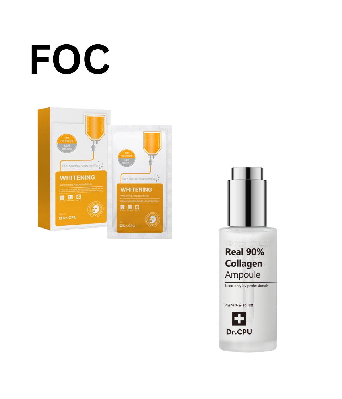 (FOC) Dr.CPU Whitening Ampoule Mask 10pcs & Real 90% Collagen Ampoule 50ml